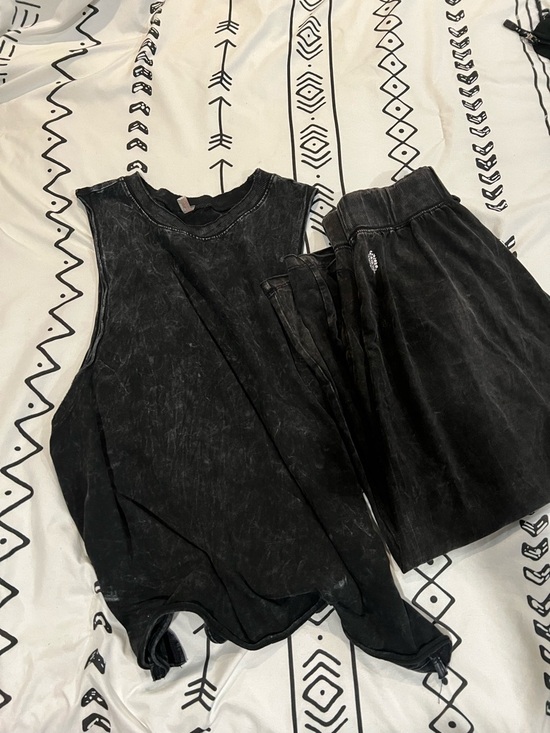 FP Movement by Free People Tops - Free People Washed Black Sleeveless Top and Elastic Waist Pants Set